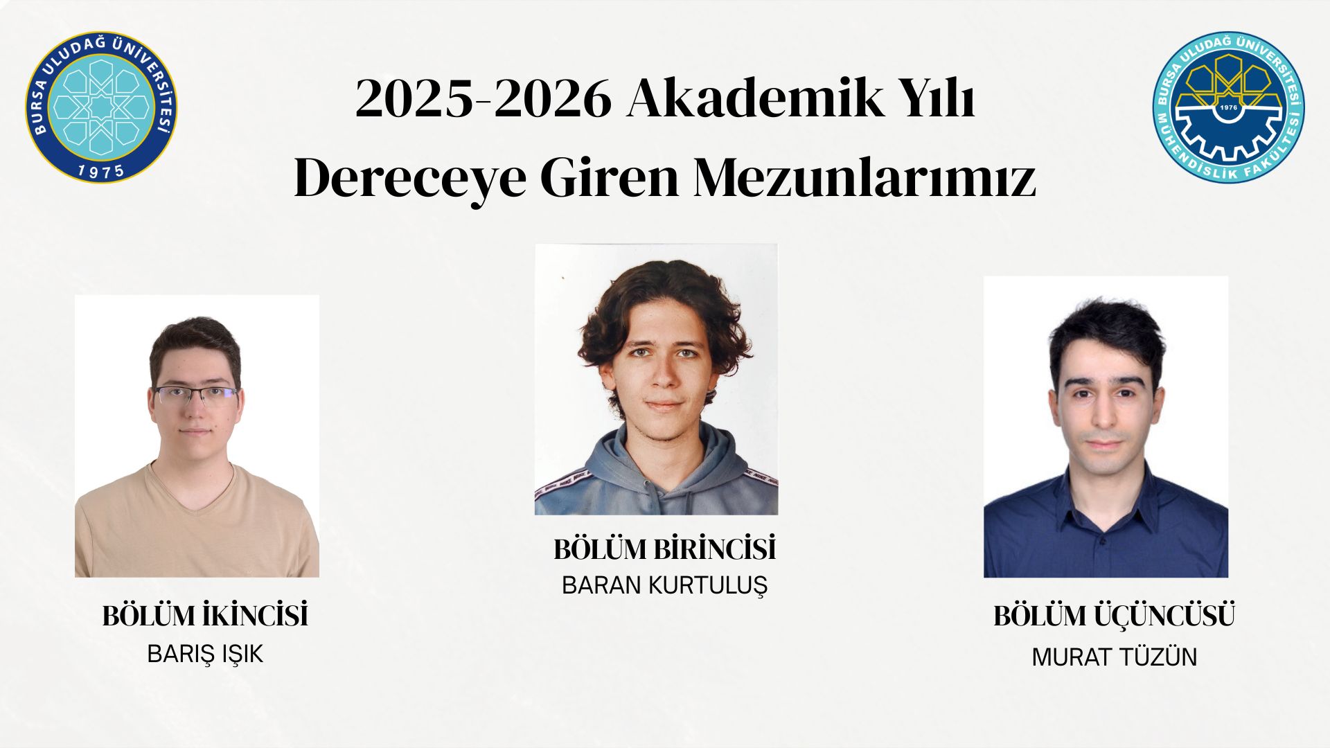 2025-2026 Akademik Yılında Dereceye Giren Mezunlarımız